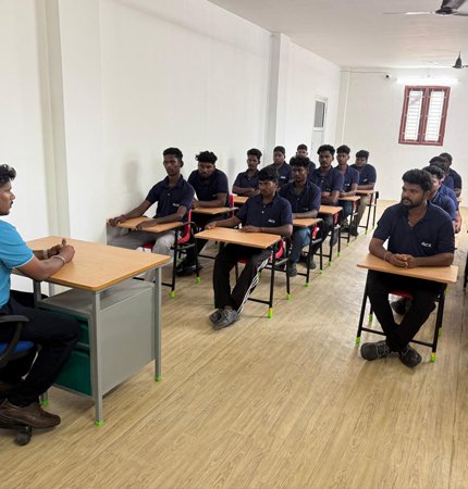 Trainees learning practical trade skills